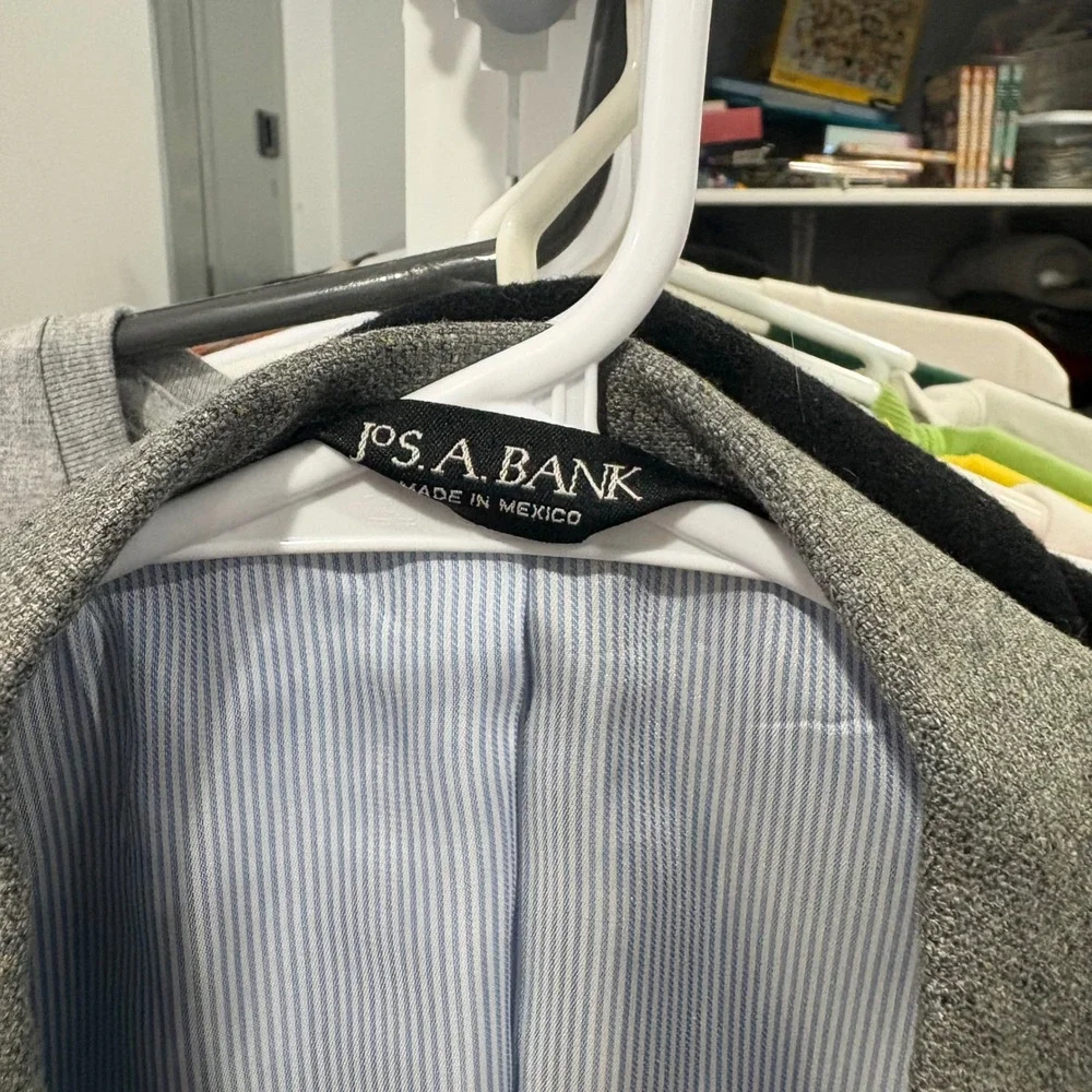 Vintage Y2K Jos. A. Bank Blazer Men 42R Grey Signature Tailored Tweed Sport Coat